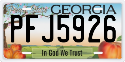 GA license plate PFJ5926