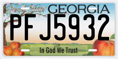 GA license plate PFJ5932