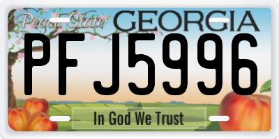 GA license plate PFJ5996