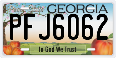 GA license plate PFJ6062