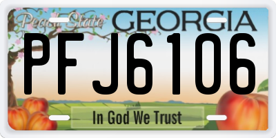 GA license plate PFJ6106