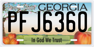 GA license plate PFJ6360