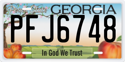 GA license plate PFJ6748