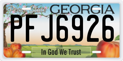 GA license plate PFJ6926