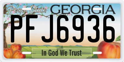 GA license plate PFJ6936
