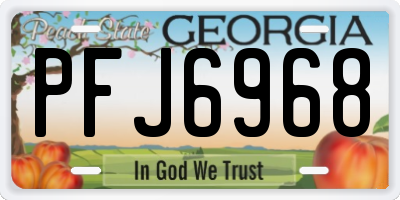 GA license plate PFJ6968
