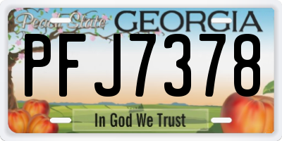 GA license plate PFJ7378