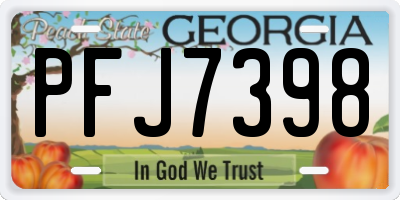 GA license plate PFJ7398