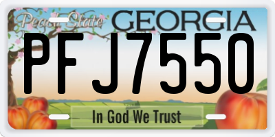 GA license plate PFJ7550