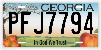 GA license plate PFJ7794
