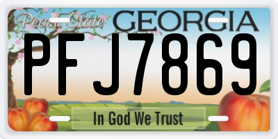 GA license plate PFJ7869