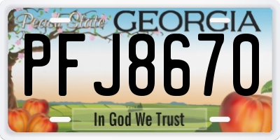 GA license plate PFJ8670