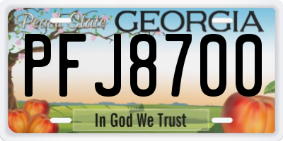 GA license plate PFJ8700