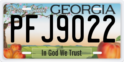 GA license plate PFJ9022