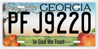 GA license plate PFJ9220