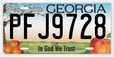 GA license plate PFJ9728