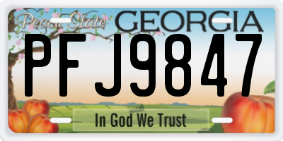 GA license plate PFJ9847