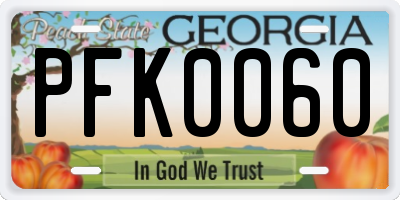 GA license plate PFK0060