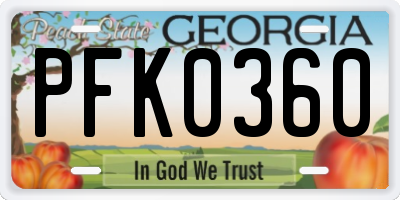 GA license plate PFK0360