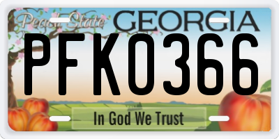 GA license plate PFK0366