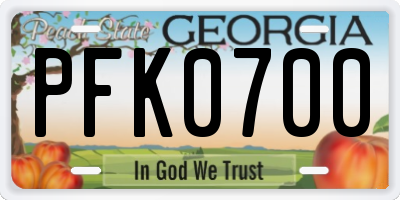 GA license plate PFK0700