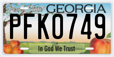 GA license plate PFK0749