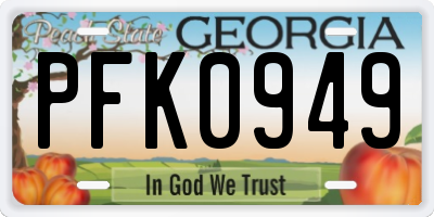 GA license plate PFK0949