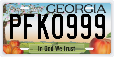 GA license plate PFK0999