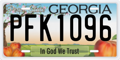 GA license plate PFK1096