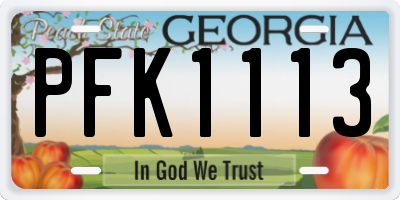 GA license plate PFK1113