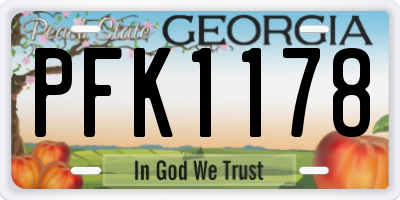GA license plate PFK1178