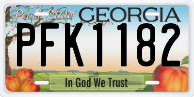 GA license plate PFK1182