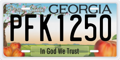 GA license plate PFK1250