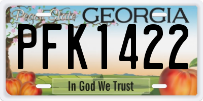GA license plate PFK1422