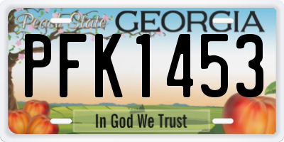 GA license plate PFK1453