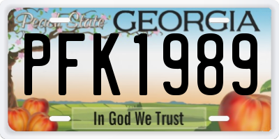GA license plate PFK1989