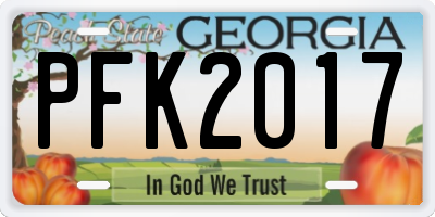GA license plate PFK2017