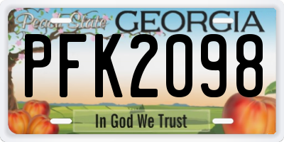 GA license plate PFK2098