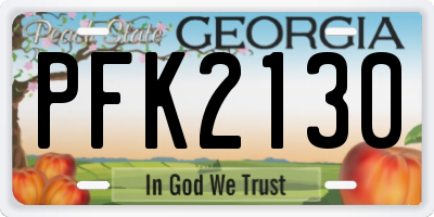 GA license plate PFK2130