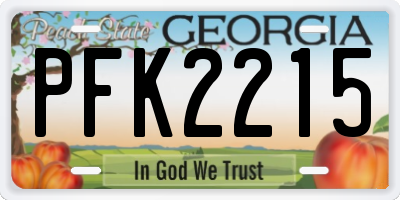 GA license plate PFK2215