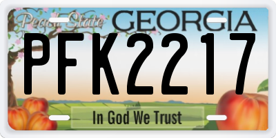 GA license plate PFK2217