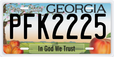 GA license plate PFK2225