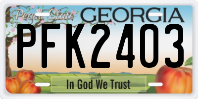 GA license plate PFK2403
