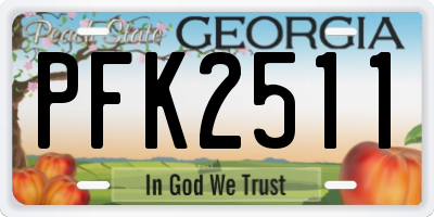 GA license plate PFK2511