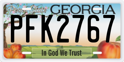 GA license plate PFK2767
