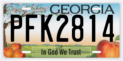 GA license plate PFK2814