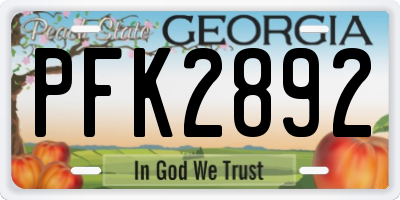 GA license plate PFK2892