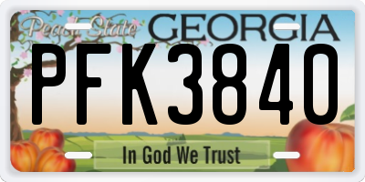 GA license plate PFK3840