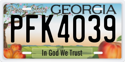 GA license plate PFK4039