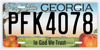 GA license plate PFK4078